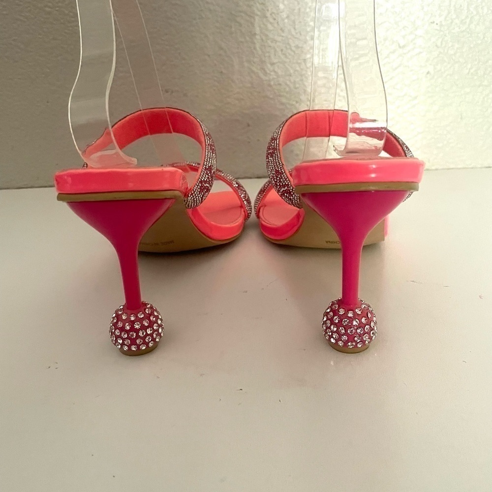 CAMSSOO Women's Double
Rhinestones strap Heels Sandals Rose Red size 42 - Picture 7 of 15